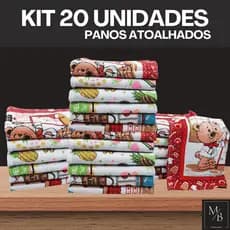 Kit 20 Panos de Prato Copa Atoalhado Estampado Felpudo Cozinha 40x55cm