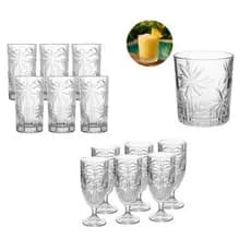 Kit Jogo Palm Cristal 18 Peças Taças Palm 450ml Copo Palm Baixo 340ml Copo Palm Alto 360ml