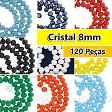 Contas de Cristal 8mm Leitoso Facetado para Pulseira Guias Umbanda Candomblé - 120 Peças