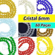 Contas de Cristal 6mm Transparente Facetado para Pulseira Guias Umbanda Candomblé - 60 Peças