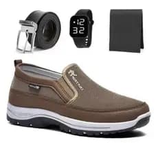 Sapatilha Mocassim Casual Estilosa de Trilha Adventure Impermeável com Solado Ortopedico + Relogio Cinto e Carteira