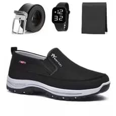 Kit Tênis Mocassin Masculino Sem Cadarço + Cinto + Carteira + Relógio – Confortável, Leve e Estiloso para o Dia a Dia