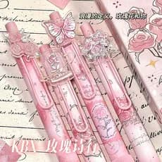 4 Pçs/set Rosas Fofas Caneta Gel Para Escrita Escolar Kawaii Cappuccino Mocha Neutra Material De Escritório Presente De