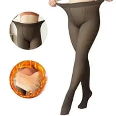 Meia Calça Térmica Forrada Peluciada Translúcida de Lã Feminina Super Elástica Slim 220g