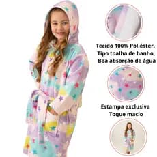 ROUPÃO INFANTIL MENINA ESTRELAS SAÍDA BANHO PRAIA PISCINA NATAÇÃO