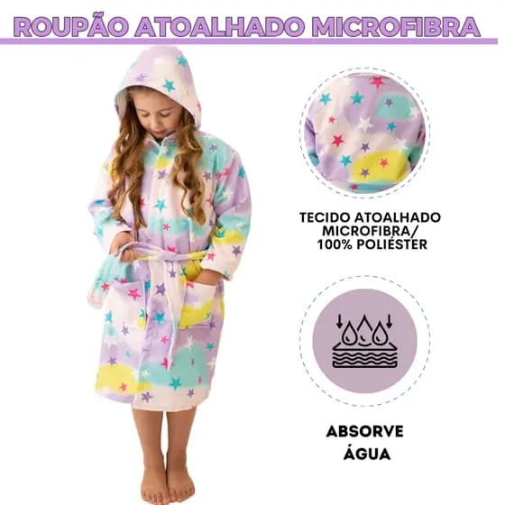Roupão Infantil Felpudo Atoalhado Menina Menino Verão Roupa de Banho Praia Piscina