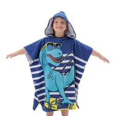 Roupão Infantil Menino Poncho Dinossauro Atoalhado Divertido Roupa de Banho Toalha Infantil Verão