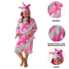 ROUPÃO INFANTIL UNICÓRNIO MENINA SAÍDA DE BANHO INVERNO VERÃO PLUSH PRAIA PISCINA FOFO