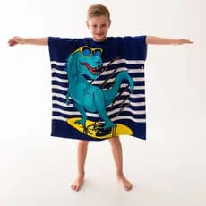 Toalha Infantil Com Capuz Menino Dinossauro Secagem Rapida Praia Piscina Natação Poncho Surf