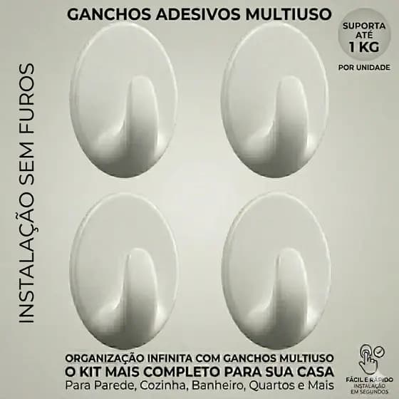Ganchos Adesivo Oval Suporte de Parede Multiuso sem furos