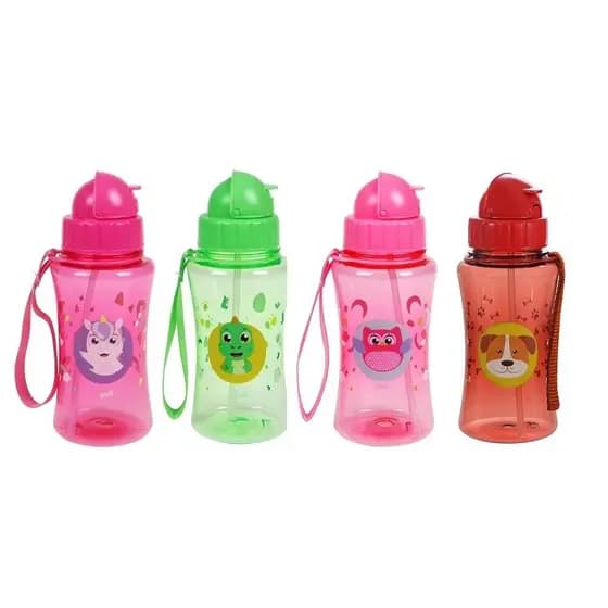 Garrafa Infantil com Canudo e Alça Squeeze Garrafinha de Água 400ml