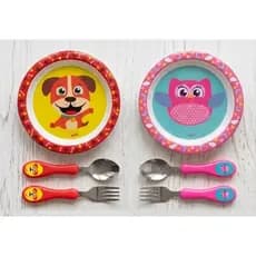 Kit Alimentação Infantil Prato e Talheres - Garfo e Colher