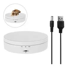 Suporte Expositor Giratorio Eletrico Para Vitrine Produtos E Foto Branco