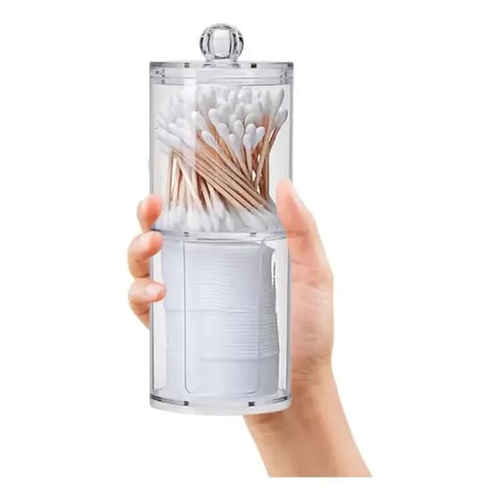 Porta Cotonete Acrílico Organizador Banheiro Transparente  Higiene Sem Bagunça
