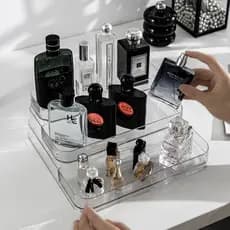 Expositor de Perfumes Cosméticos 3 Andares Multiuso Organizador Prateleira Diamante Acrílico Porta Maquiagem Beleza