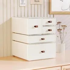 Kit de Organizador Multiuso de Gavetas DIY Empilhável Para Mesa 5 Peças Escritório Maquiagem