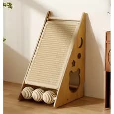 Arranhador de gatos multifuncional de sisal triangular com dua faces