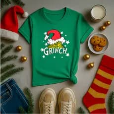 Camiseta Adulto e Infantil Unissex Para o Natal Excelente Qualidade Estampa Grinch