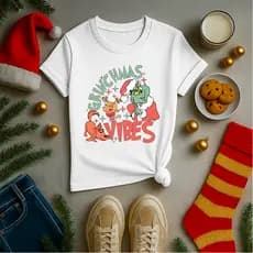 Camiseta Adulto e Infantil Unissex Para o Natal Excelente Qualidade Estampa Grinch Vibes