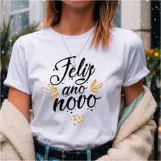 Camiseta básica para festa de Final de Ano Feliz Ano Novo V1 Réveillon 100% algodão