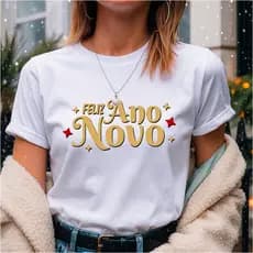 Camiseta básica Unissex para festa de Final de Ano Feliz Ano Novo V11 Réveillon 100% algodão