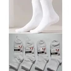 Kit12 pares de meias esportivas brancas masculinas de cano médio