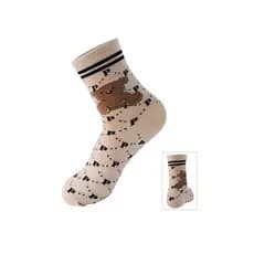12 pares de meias femininas de cano médio com desenhos de letras