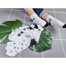 KIT COM 5 PARES DE MEIAS FEMININAS CORES BÁSICAS ESTAMPADAS 34-40