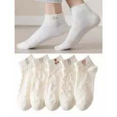 Kit 12 pares de meias respiráveis ​​florais brancas femininas 35ao40