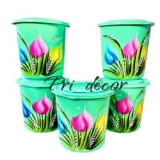 kit mantimento 5 peças de 1,8 litros decorada hermético