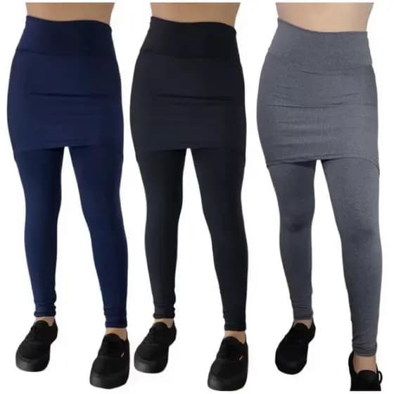 Kit 3 Calça Legging Academia Suplex Saia justa Tapa Bumbum Fitnes Malhar