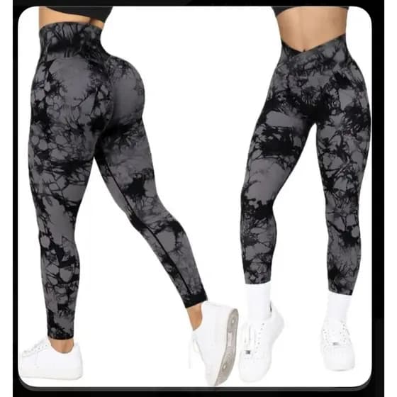 Kit  2 Calça Legging Feminina Marmorizada Tie dye Fitness Academia Cintura Alta Ajuste Perfeito ao Corpo