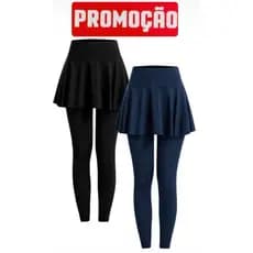 Kit 2 Calças evangelica Leggings babado  Com Saia Suplex Fitness Cintura Alta Feminina Tapa Bumbum