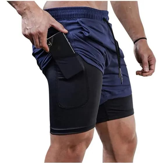 Short Academia DryFit Short 2 em 1 Bermuda Academia Masculina Treino Elastano