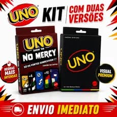 Kit 2 Jogos UNO No Mercy + UNO Minimalista Preto Jogo de Cartas Com Variações