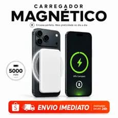 Carregador Portátil MagSafe Indução Sem Fio Power Bank 5000mAh Magnético Design Slim Carga Rápida para iPhone 12 ao 17