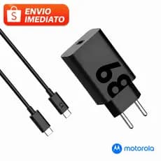 Kit Carregador Original Motorola 68W TurboPower USB-C + Cabo Tipo C 1M Alta Potência Ultra Rápida Compatível com Android