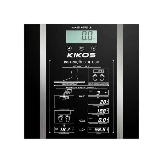 Balança Corporal Bioimpedância Profissional Digital Kikos Ison Preta