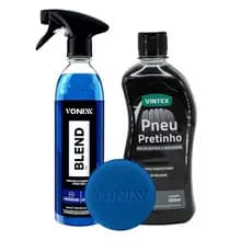 Cera Automotiva Vitrificadora Blend Vonixx Carnaúba + Pneu Pretinho Vonixx Brilha Pneus + Aplicador