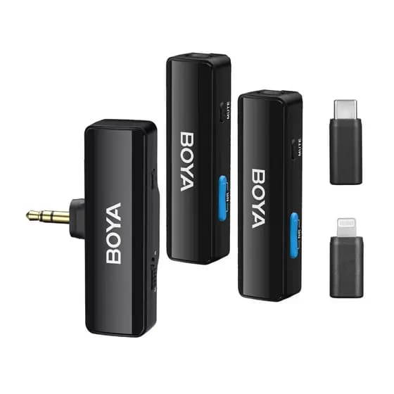 Microfone de Lapela Sem Fio Boya Boyalink A2 p/Android, Ios, 3.5mm Preto
