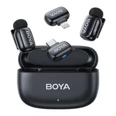 Microfone Sem Fio Boya Mini-12 Lapela Android/Ios Preto