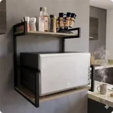Suporte Microondas Parede Cozinha Prateleira Metalon Resistente Moderna Kit Instalação