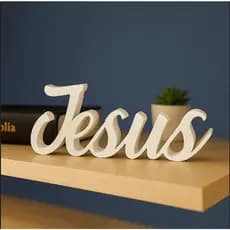 Enfeite Decorativo Palavra Jesus – Decoração Cristã em Impressão 3D