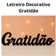 Letreiro "Gratidão" Preto Decorativo Delicado e Minimalista Para Decoração.