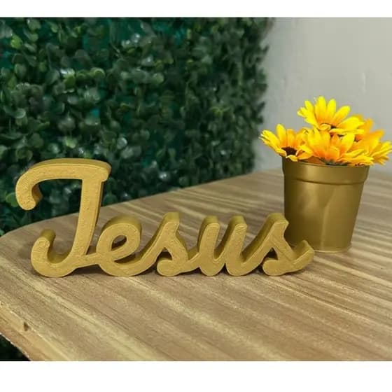 Kit Decorativo Palavra Jesus +  Vaso de Suculentas Presente Criativo Mesa Decoração Cristã Moderna