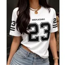 Camiseta Feminina Streetwear Oversized Algoão Esportiva Número 23 - Envio Imediato