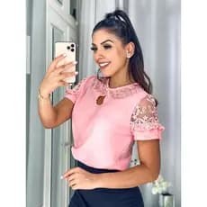 Blusa femenina social evangélica com gola e manga gripin