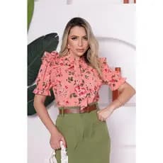 Blusa social feminina - blusa estampado floral - blusa evangélica