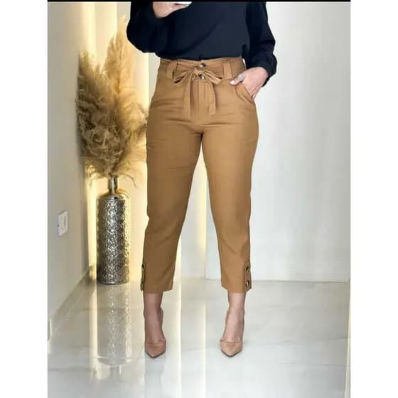 Calça linho femenina,casual elegante