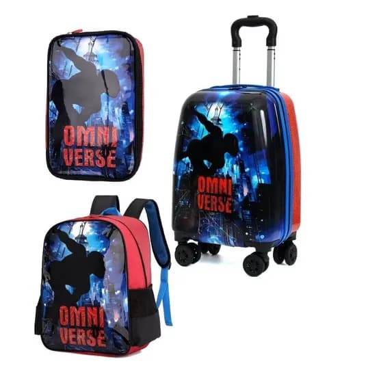 Kit mala mais mochila mochila de rodinhas Kit Mochila estojo e mala escolar menino